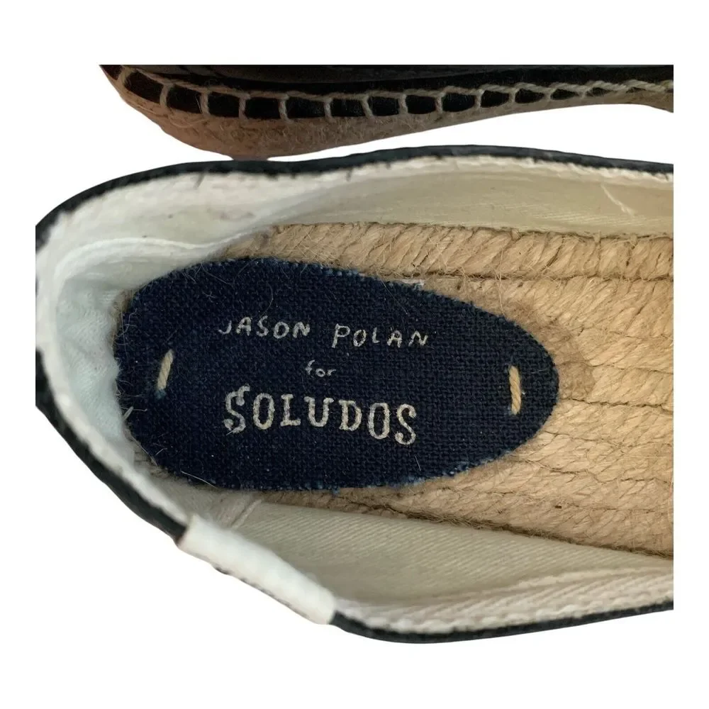 Soludos Winking Eye Espadrilles SZ 6 BlackFlat Jason Polan Canvas Shoes Blinking